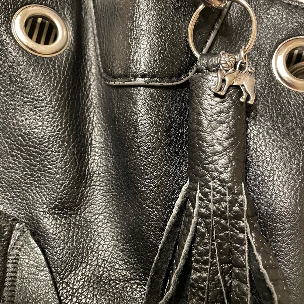 Handmade Black Leather Pug Bag - Picture 7 of 12